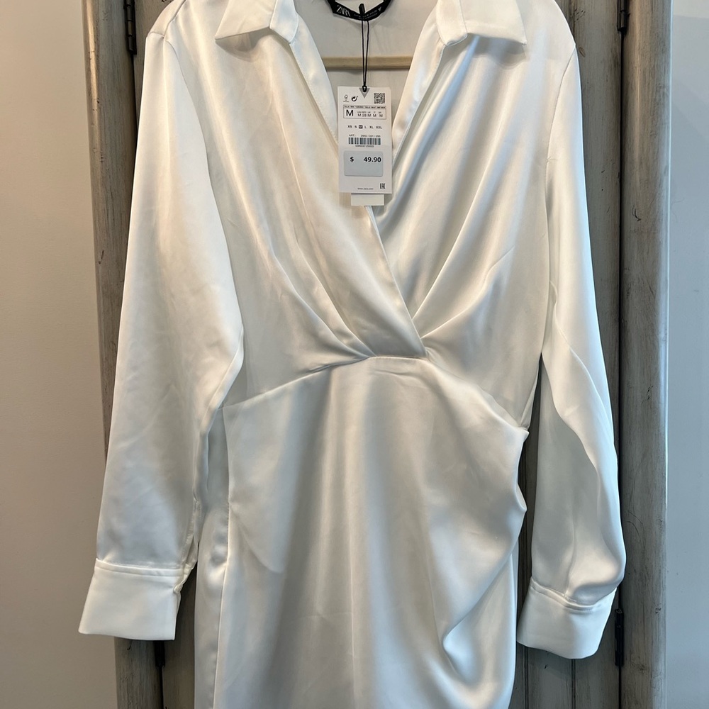 Zara V Neck White Dress